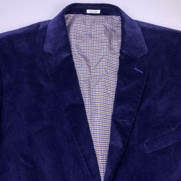 Saddlebred Corduroy Blazer 50R Mens Elbow Patch Preppy Dark Navy VGUC - Picture 1 of 9